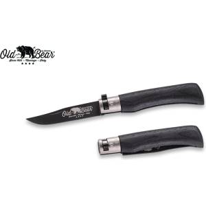 ANTONINI oldbear 9303/19 mnk / Джобно ножче с никелиран месингов предпазен пръстен - черно 80 мм (aec0028)