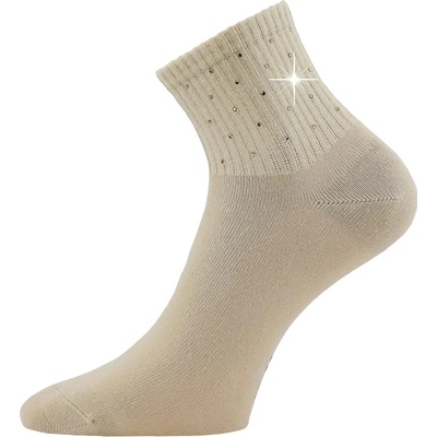 Lonka ponožky dámské elegantní FLITANA 04 s kamínky 3 páry BÉŽOVÉ