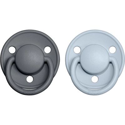 BIBS De Lux Natural Rubber Size 2: 6+ months биберон Iron / Baby Blue 2 бр