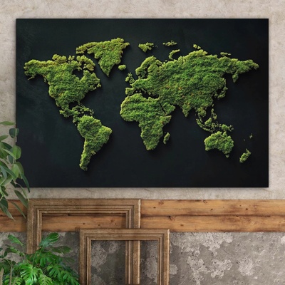 Drevený obraz - Machová mapa sveta | DUBLEZ