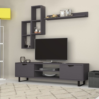 TopMebel Меламинов телевизионен модул Lonsa в сив цвят 160x35x40см