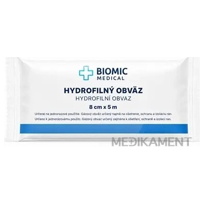 BIOMIC Obväz hydrofilný sterilný 8 cm x 5 m 1 ks