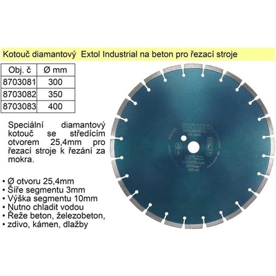 Extol Industrial kotouč diamantový na beton 300mm segmentový