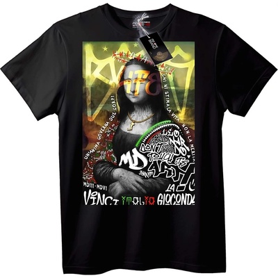 NOONEBRAND Тениска Графити Мона Лиза - M, Black