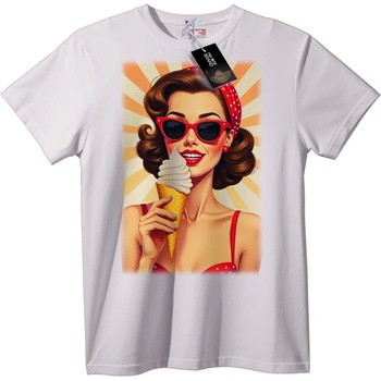 NOONEBRAND Тениска с ретро pin-up сладолед - XS, Black