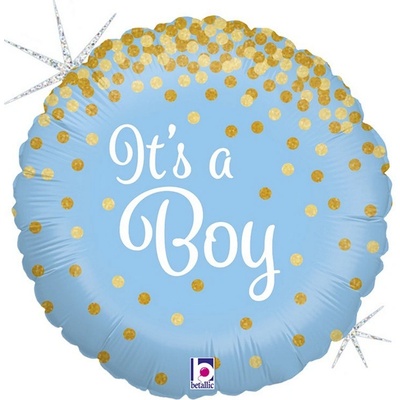 Betallic 46cm fóliový balónek kulatý It´s a Boy třpytivé