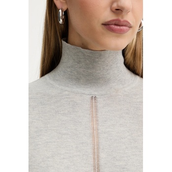 BOSS Orange Пуловер с вълна BOSS Orange в сиво от лека материя с ниско поло 50551356 (50551356)