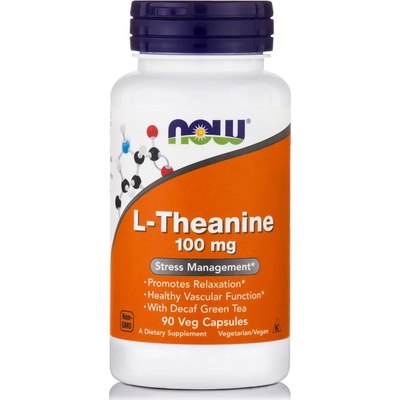 NOW Хранителна добавка L-Теанин, Now Foods L-Theanine 100mg (Suntheanine & Grean Tea) 90 Vegcaps