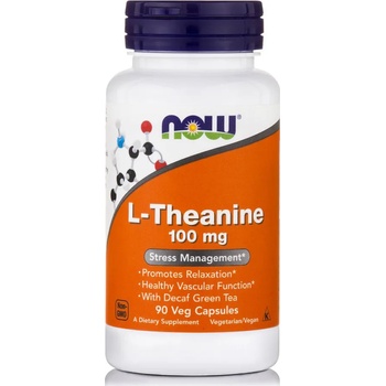 NOW Хранителна добавка L-Теанин, Now Foods L-Theanine 100mg (Suntheanine & Grean Tea) 90 Vegcaps