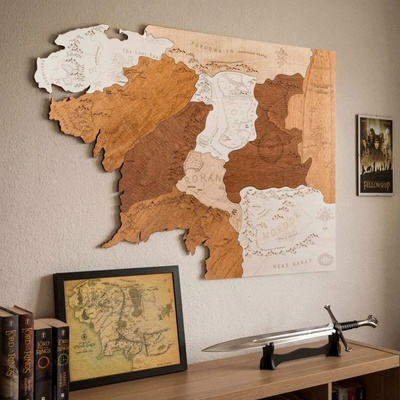 Drevená mapa Stredozeme 100 x 73 cm