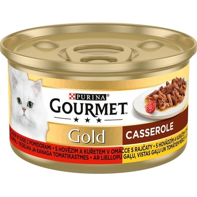Gourmet Gold Casserole s hovädzím a kuracím mäsom v omáčke 24 x 85 g