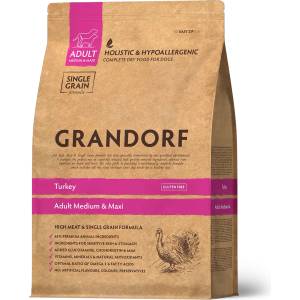 Grandorf Turkey Adult Medium & Maxi - Хипоалергенна храна, подходяща за кастрирани средни и едри кучета, с пуешко месо (3 кг / 10 кг) - petvitaminhouse - 70,21 лв