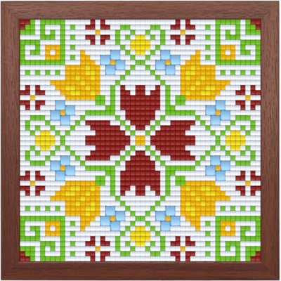 Bright Toys Мозайка с пиксели - Българска шевица, 48x48 пиксела, с рамка - Елбетица (BE48001-F)