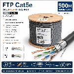  FTP Кабел Cat5e 24AWG CU 500м - Сив, 100% Меден (Cat5e/500/24AWG/CU/Grey)