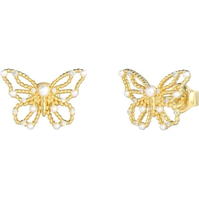 Guess Pozlacené náušnice Motýlci Borboleta JUBE06123JWYGT/U