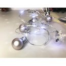 MagicHome Reťaz Ball 20 LED studená biela s guľami a vločkami strieborná 2xAA jednoduché svietenie osvetlenie L-1,9 m