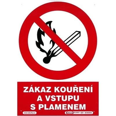 Tabulka Zákaz kouření a vstupu s plamenem