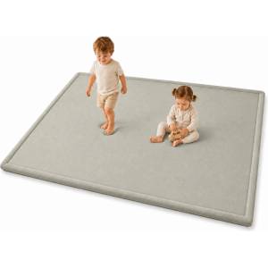 Ginger Home Детски Мемори Килим GINGER HOME LOLLA, 150x200 см, 3, 5 см Дебелина, Кадифено Мек Водоустойчив Горен Слой, Мемори Пяна, Противохлъзгаща Основа, Сив