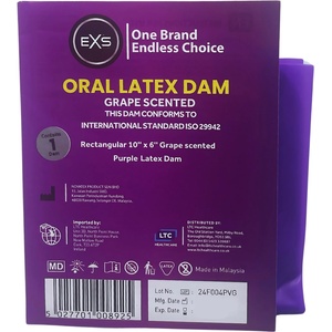 EXS Condoms Oral Latex Dams Flavoured Grape 1pc
