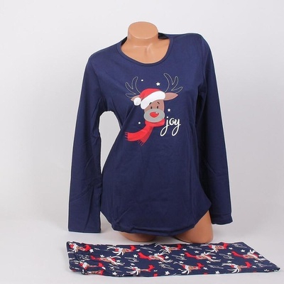 Дамска коледна пижама в тъмносин цвят с елен