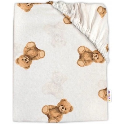 Baby Nellys Prostěradlo bavlna Míša - bílý s potiskem 70x140