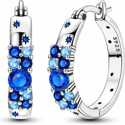 GRACE Silver Jewellery Stříbrné náušnice se zirkony Esterstříbro 925/1000 E-KTE507/440 Modrá