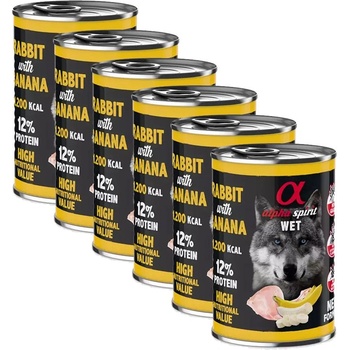 Alpha Spirit Кучешка Консерва - Заек и Банан 6 x 400 г