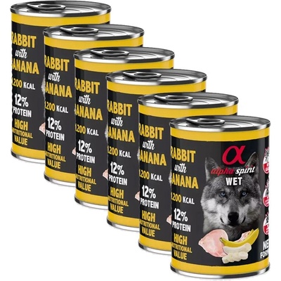 Alpha Spirit Кучешка Консерва - Заек и Банан 6 x 400 г