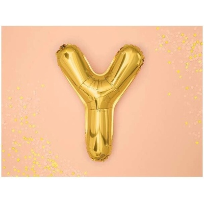 PartyDeco Fóliový balónek písmeno Y zlatý 35 cm