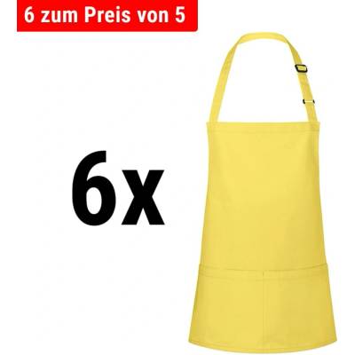 G.Gastro 6 ks Karlowsky Zástěra s laclem krátká Basic slunečně žlutá D9785562