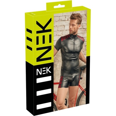 NEK Čierna mužská bunda na zips s červenými vložkami