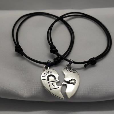 Fortwo náramky pre páry set Puzzle Heart Silver FT48
