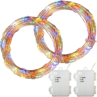 Voltronic Sada 2 kusov svetelných drôtov 200 LED farebná