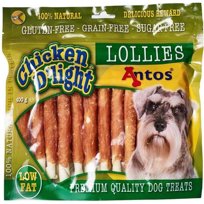 Antos Chicken D'light Lolies - Кучешко лакомство солети от кожа обвити с пилешко месо 400 гр
