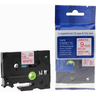 Compatible Съвместима лента с Brother TZ-222 / TZe-222, 9mm x 8m, червен печат / бял фон (TZe222)