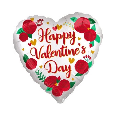 Amscan Jumbo fóliový balón srdce ruže Happy Valentines Day