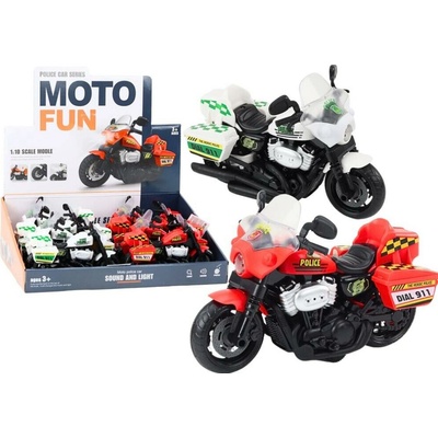 Lean Toys Policejní motocykl 1:10, světla a zvuky, bílá a červená
