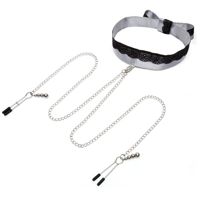 Fifty Shades of Grey Play Nice Satin & Lace Collar & Nipple Clamps