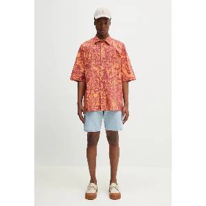 Marcelo Burlon Памучна риза Aop Mech Bowling Shirt Orange Burgundy (CMGG002S25FAB0012028)