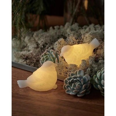 SIRIUS LED sviečka vtáčik, biely, sada 2 kusy, 6,7 cm
