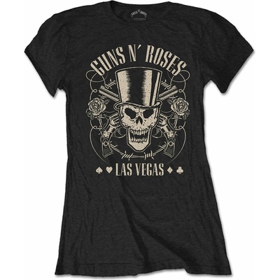 Guns N’ Roses tričko Top Hat Skull & Pistols Las Vegas Čierna