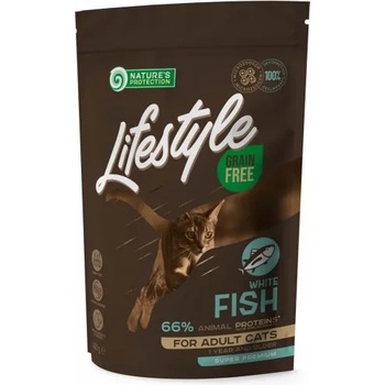 Nature's Protection Nature's Protection CAT - LIFESTYLE Grain Free Adult White Fish, висококачествена храна за пораснали котки от всички породи, БЕЗ ЗЪРНО, с бяла риба, Литва - 0, 4 кг 125027