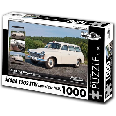 Retro cars - Puzzle Škoda 1202 STW ambulance car (1961) - 1 000 piese
