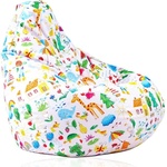Pufrelax Пуф круша за деца 4-14 г. , 160л. , Nirvana Light, A Colourful World, Водоустойчив, Перящ се калъф, Пълнеж от Полистиролни перли, принт (PUF-G-NL-TEXP-LUC)