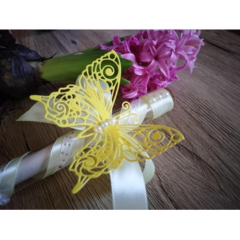 PassionisArt Покана за кръщене с пеперуда папирус