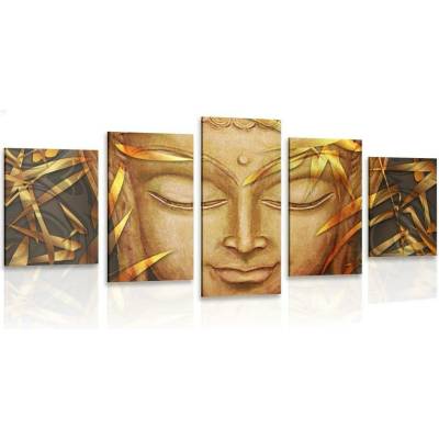 5-dílný obraz usmívající se Buddha - 100x50