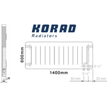 Korad Radiators 11VKP 600 x 1400 mm