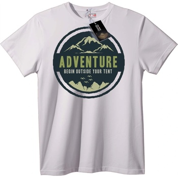 NOONEBRAND Тениска Приключение: Започни Извън Палатката - 2XL, White