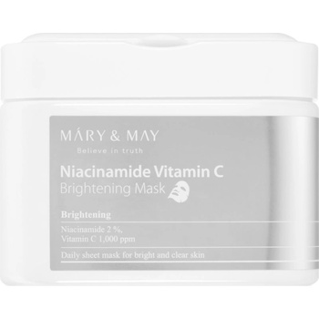 MARY & MAY Niacinamide Vitamin C Brightening Mask комплект платнени маски за озаряване на лицето 30 бр