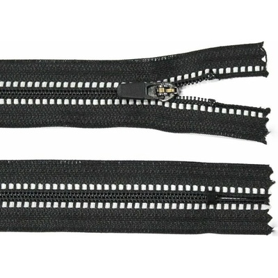 Spirálový zip no.3 nerozepínací 20cm černý s reflexním proužkem color: 732 černá